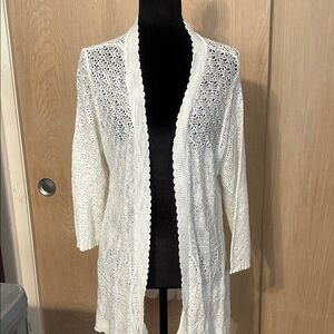 Elegant White Open-Front Women's Sweater